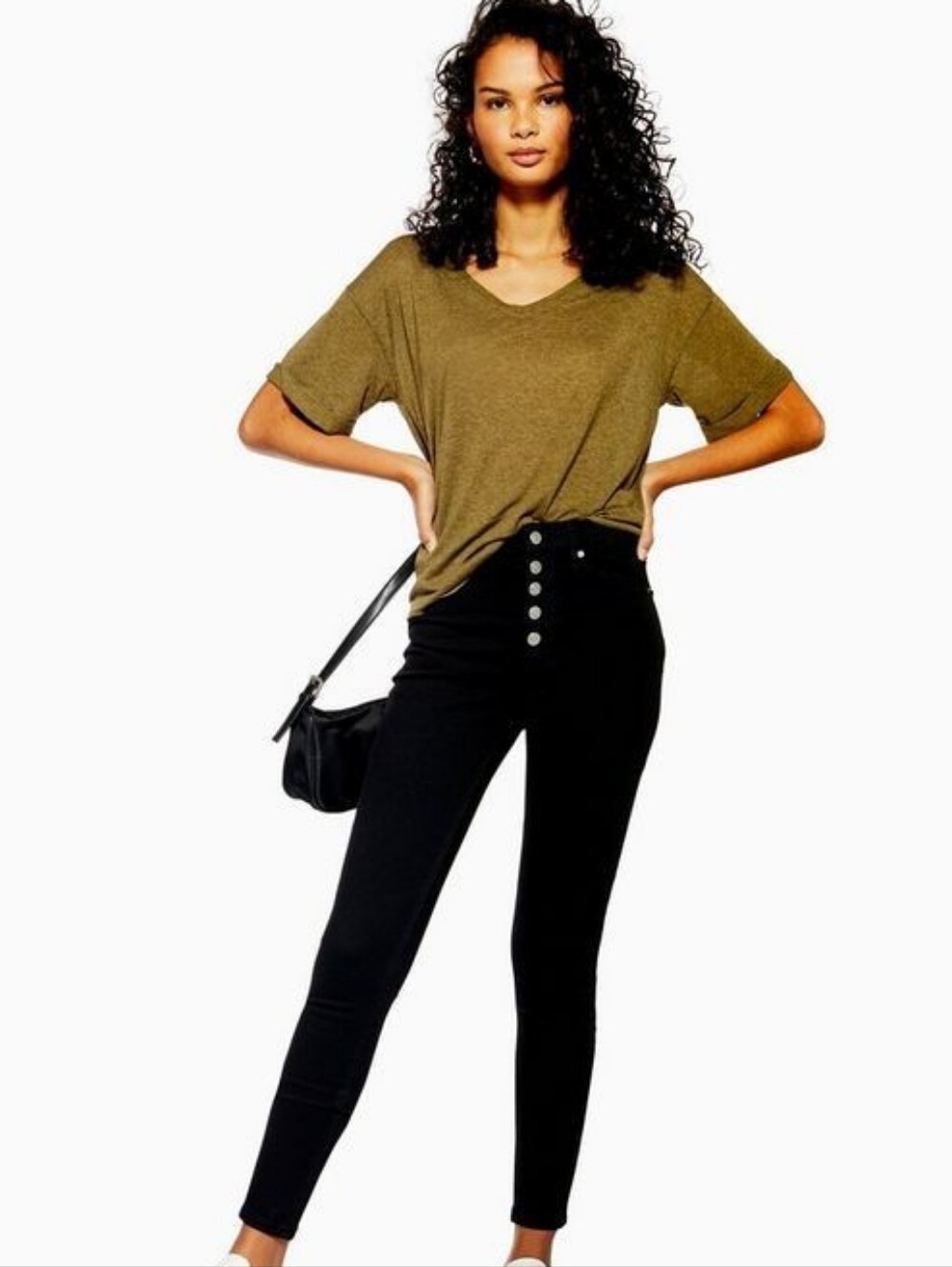 Topshop Jamie High Rise Button Fly Black Skinny Jeans W30 L28